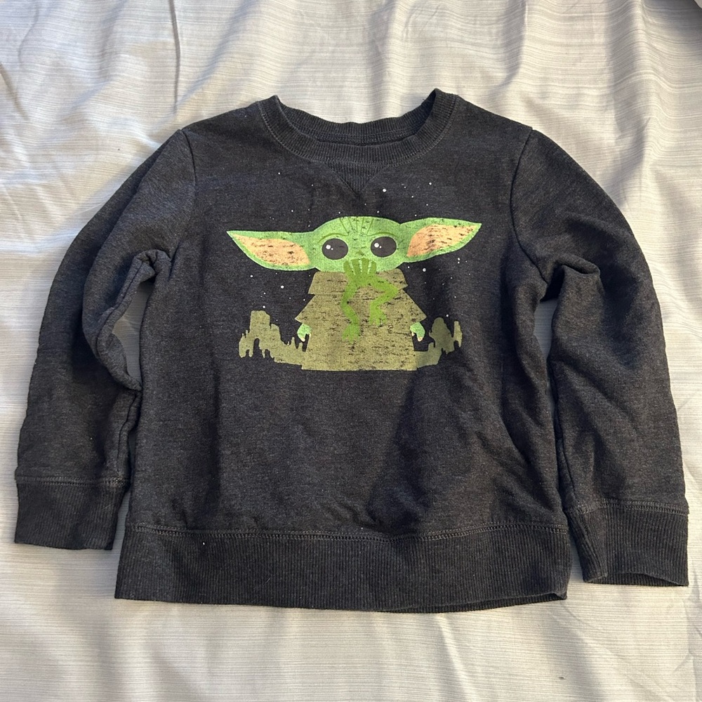 Kids Black Graphic Sweatshirt - Baby Yoda / Grogu - Star Wars Mandalorian